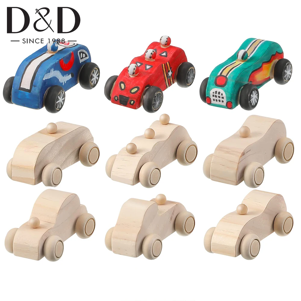 

6Pcs/Set Unfinished Wood Car Toys Crafts DIY Painting Mini Graffiti Toy Students Home Activities Easy Woodworking