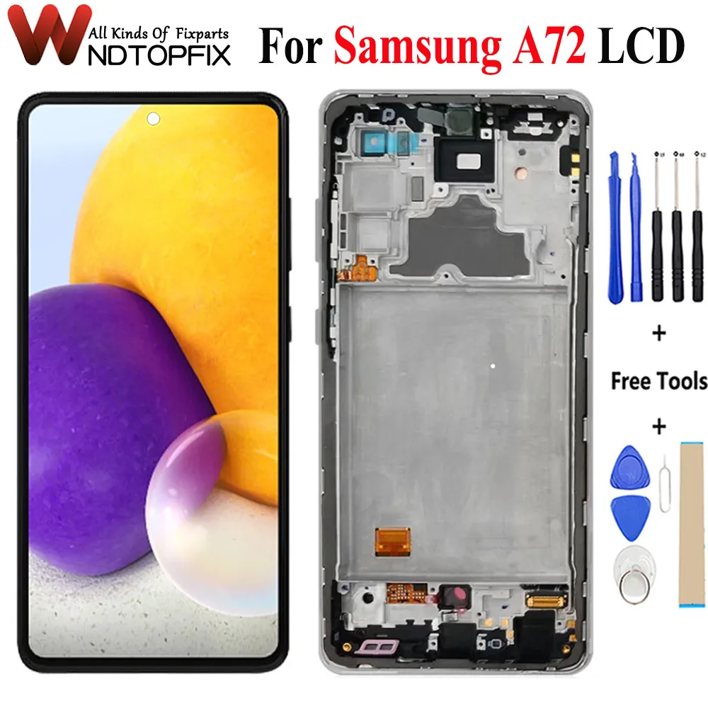 

ЖК-дисплей AMOLED для Samsung Galaxy A72, сенсорный экран с дигитайзером в сборе, Замена для Samsung A72, ЖК-дисплей