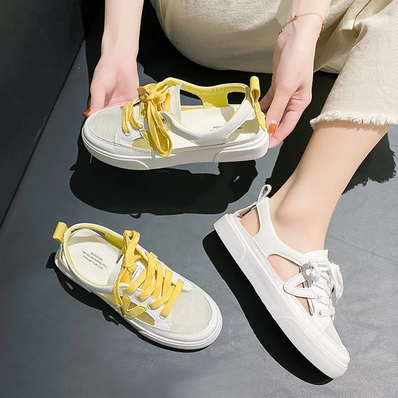 Women's Vulcanized Shoes New Luxury Designer Lace Up Sandals Outdoor Comfortable Casual Shoes Breathable Casual Mesh Shoes