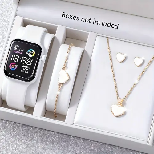 6-piece set of fashion electronic watch necklace earrings ring set for teenagers boys and girls, the best choice for frien - Image 4