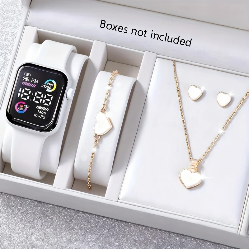 6-piece set of electronic watch necklace earrings ring for teenagers boys...