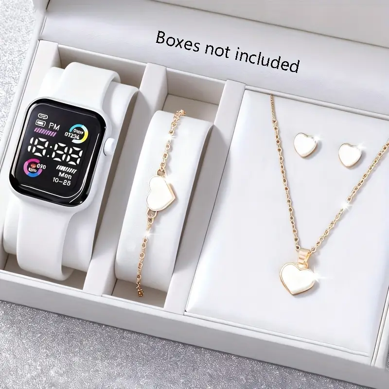 6-piece set of fashion electronic watch necklace earrings ring set for teenagers boys and girls, the best choice for frien - Image 4