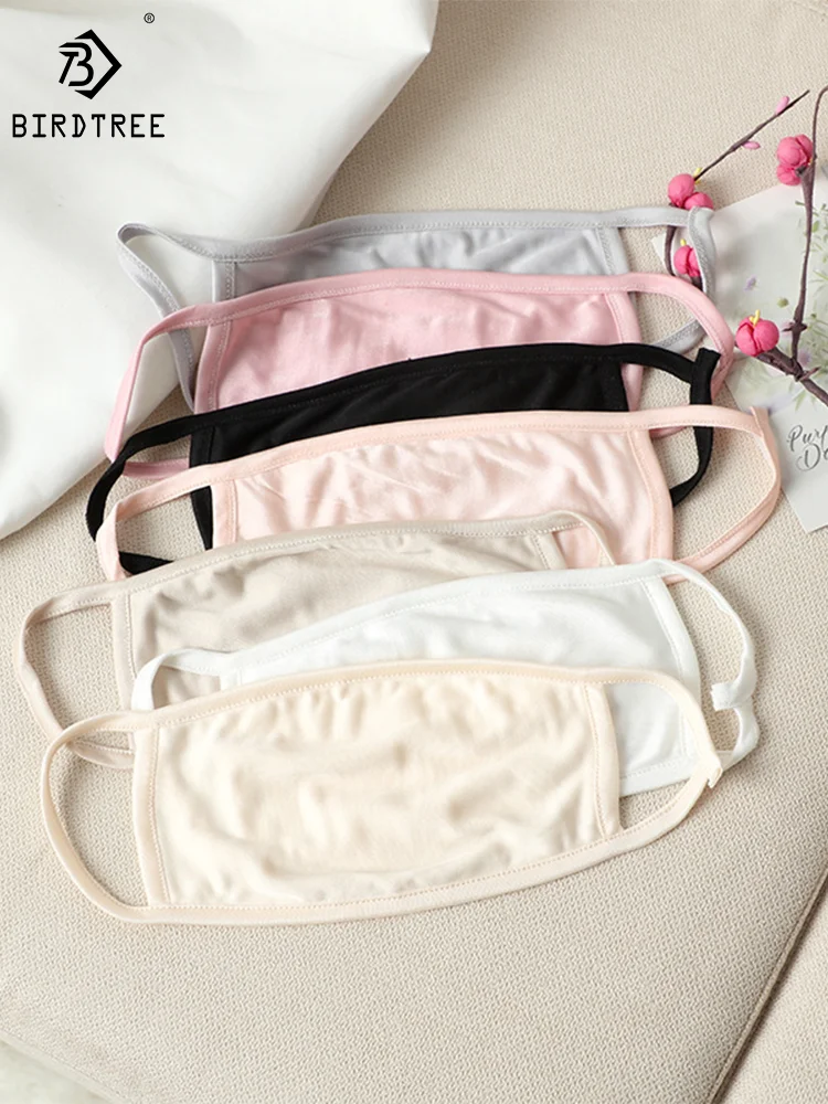 Birdtree30% Silk Face Cover, Spring and Summer Quality Solid Color, Men's and Women's Breathable Masks A43859QM