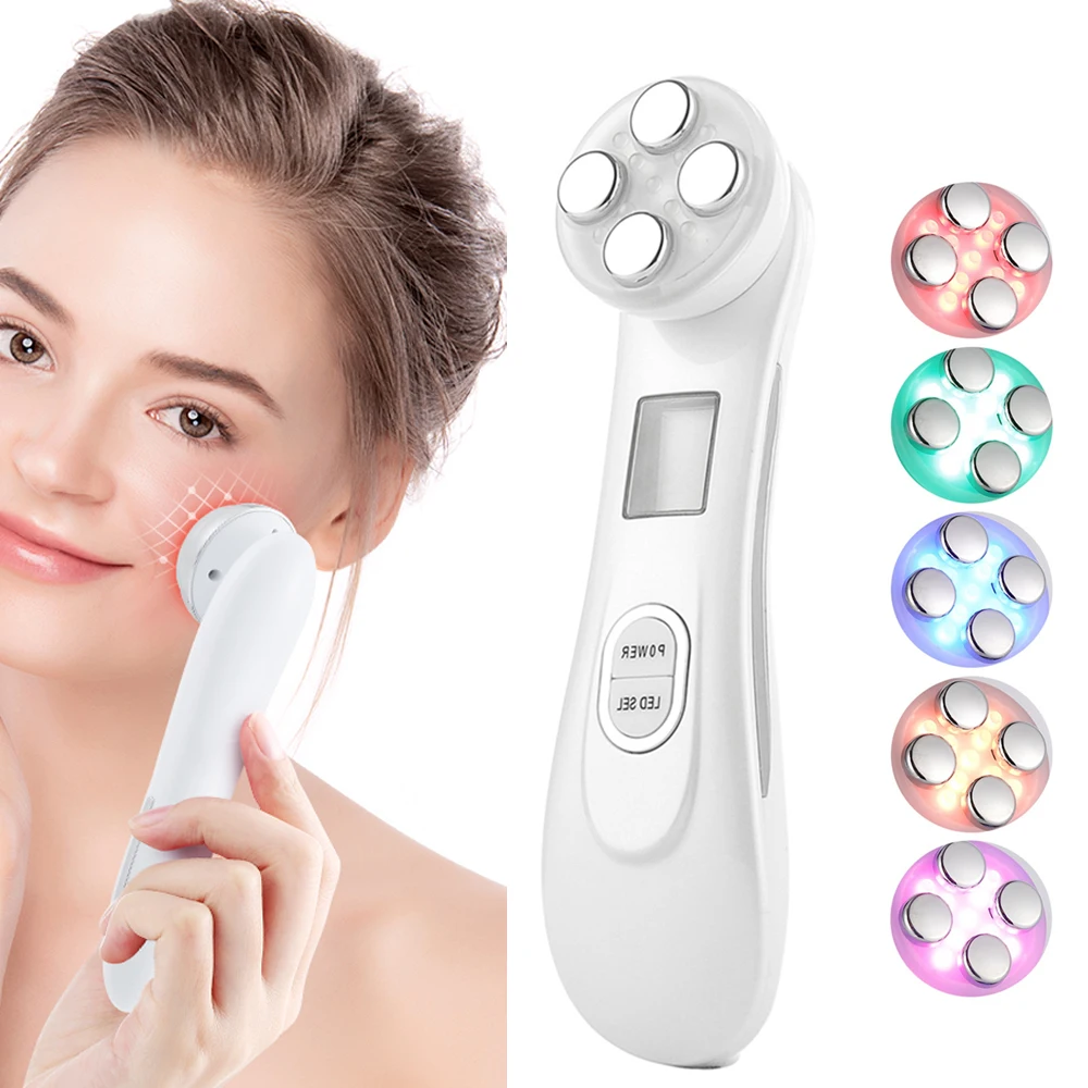 Rf Ems Massaggiatore Facciale Microcurrent Color Light Beauty Device Ringiovanimento Della Pelle Ipl Lift Rassodante Strumento Di Sollevamento Del Vis