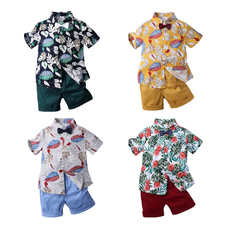 

Fashion Boys Clothing Sets 2023 Summer Kids Suit Print Short Sleeve Shirt Shorts 2Pcs Boys Clothes For 1-7 Year Children Outfits