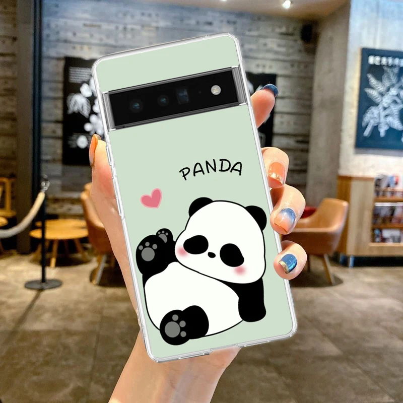 Clear TPU Phone Case with Cartoon Panda Design