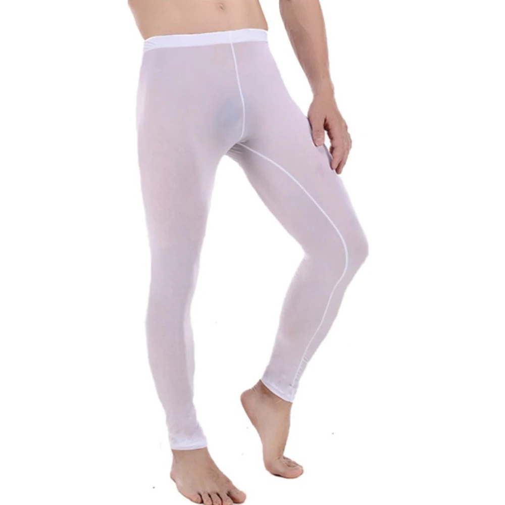 Long Johns Mens Pants Pajamas Polyester Running Sheer Sports Tight All Seasons Base Bottoms Breathable Comfortable breather breathable base