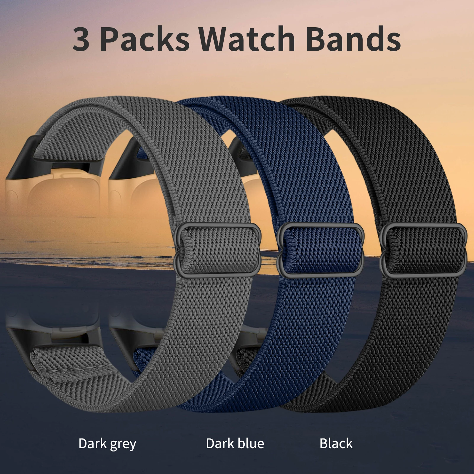 Pack of 3 Stretchy Nylon Elastic Adjustable Bands