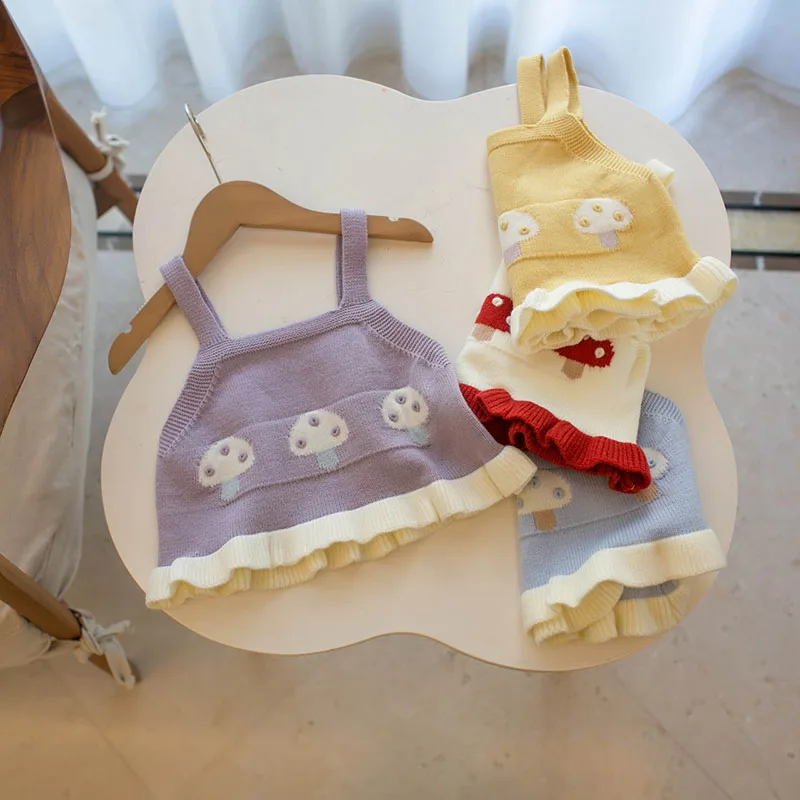 Soft Knit Girls Halter Tops for Summer