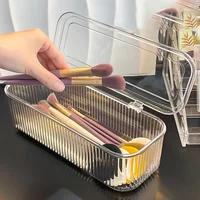 1pc Acrylic Makeup Organizer with Lid - Dustproof Cosmetic Storage Box for Brushes Portable Beauty Sponges & Powder Puffs 1