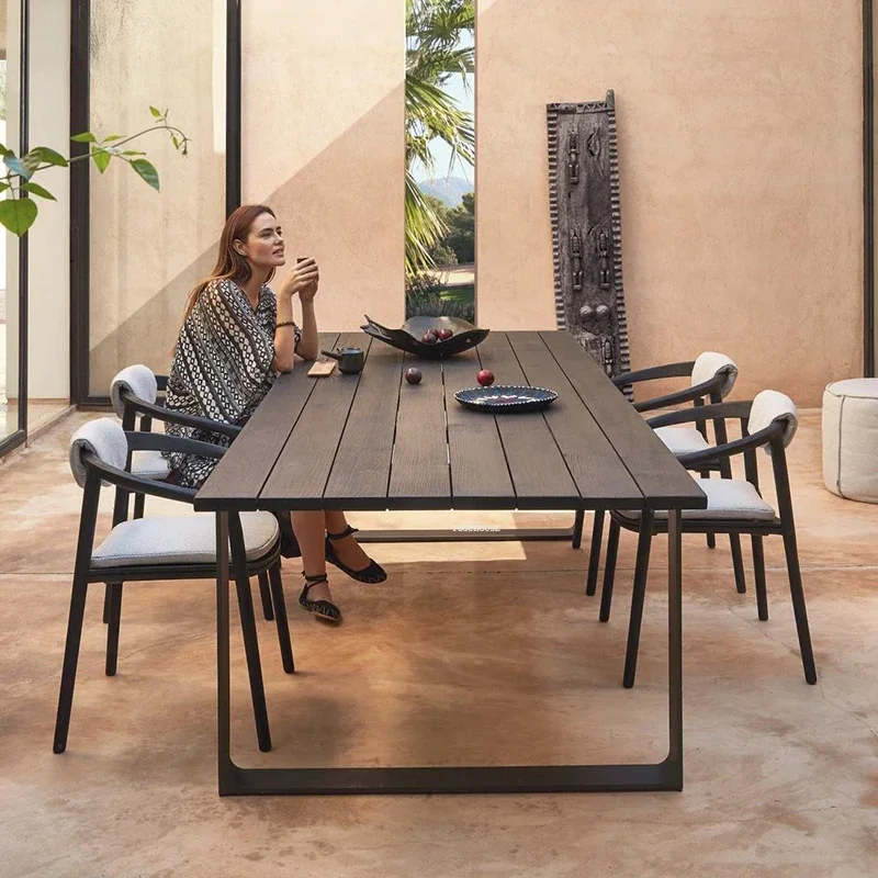 Outdoor Table Chair Nordic Creative Home Armchair Simple Solid Wood Garden Furniture Sets Patio Leisure Balcony Three-piece Set