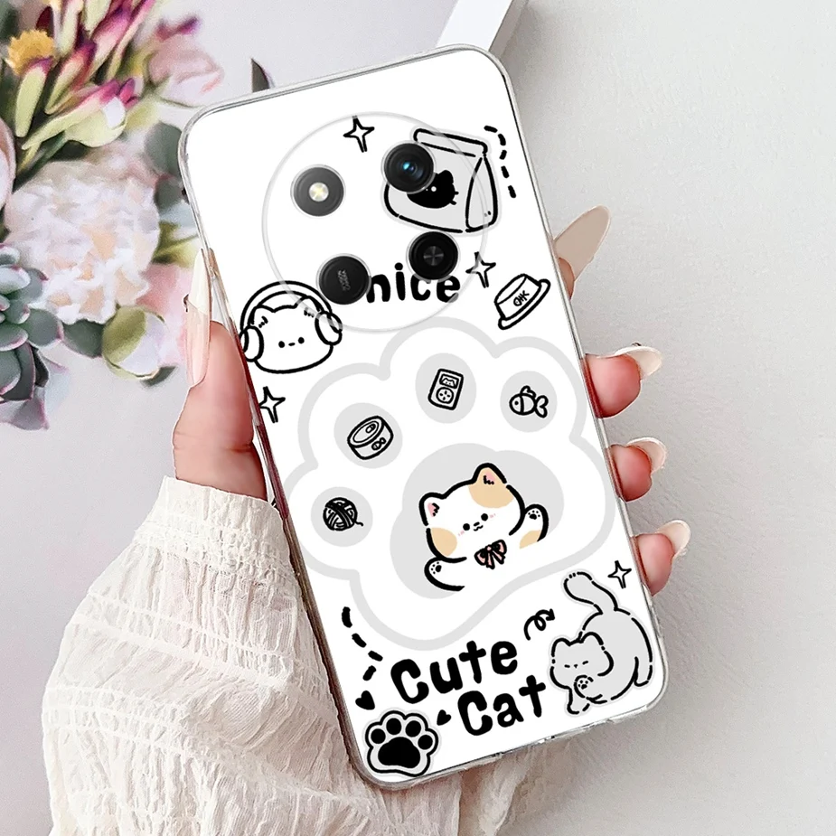 Colorful Painted Clear Silicone Case for Honor Smartphone - Soft Protective Cover