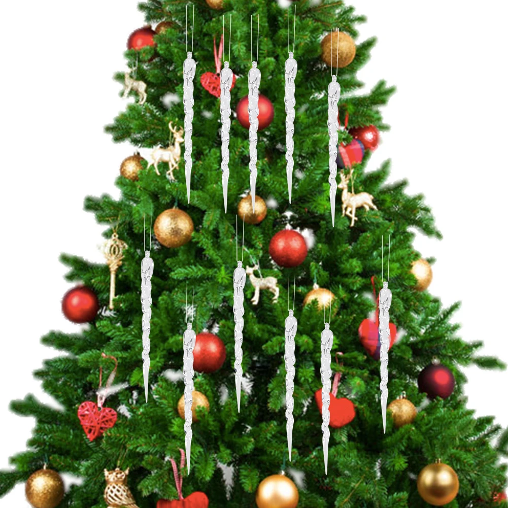 Christmas Simulation Icicle Pendants Transparent Icicles Decor Clear Crystal Twisted Icicle for New Year Winter Decoration