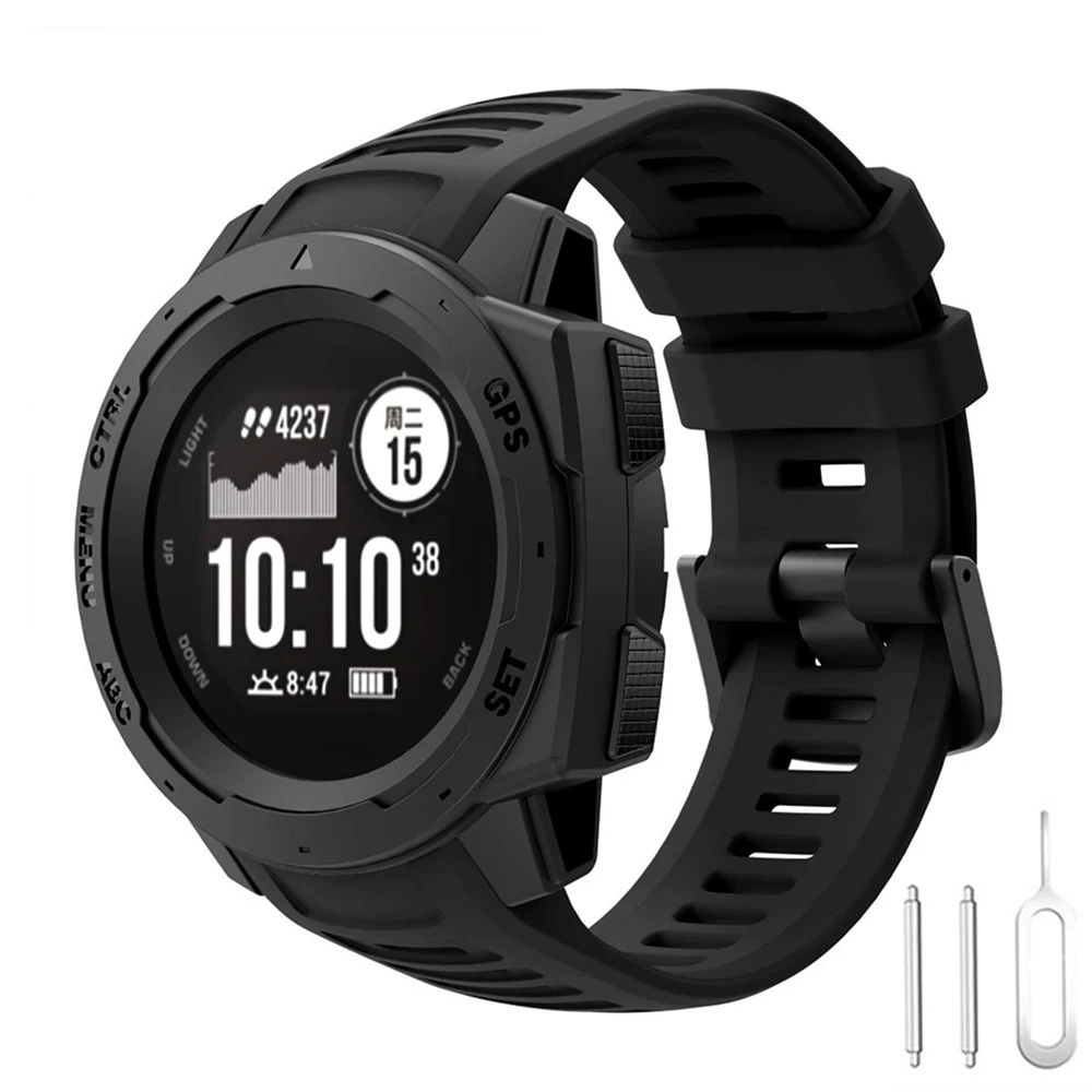 Silicone Sport Strap Replacement Band for Garmin Instinct Series Smartwatch