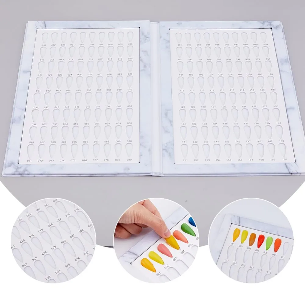 Nail Color Display Book with 240PCS Nail Tips Gel Polish Polish Sample Book with Replacement Tips Salon Tools