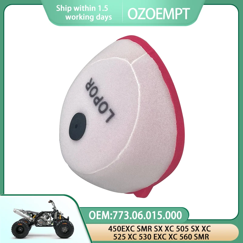 

OZOEMPT DUAL-LAYER FOAM Motorcycle Air Filter Apply to 450EXC SMR SX XC 505 SX XC 525 XC 530 EXC XC 560 SMR OEM: 773.06.015.000