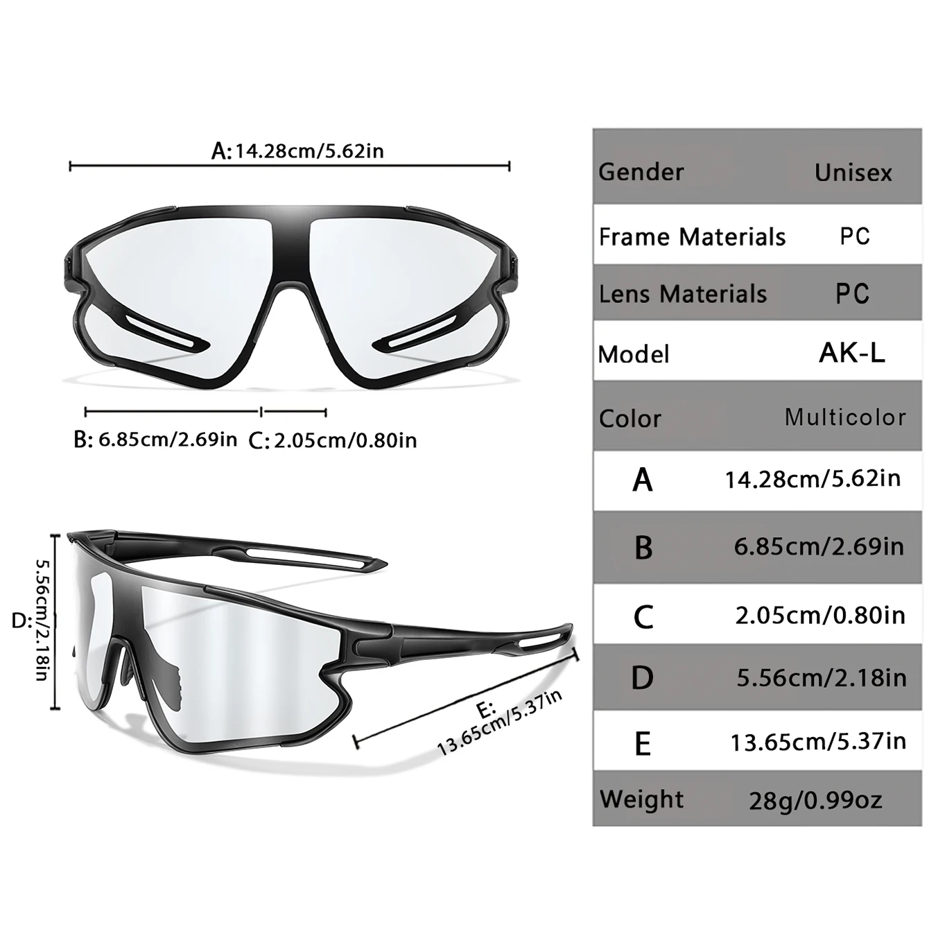 Photochromic Cycling Sunglasses Outdoor Sports