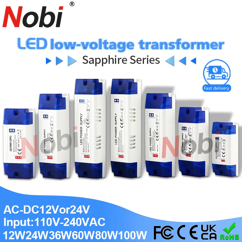 Nobi 12W 24W 36W 60W LED Driver Transformer 110-240VAC to DC12V/24V 100W Switching Power Supply for Lights Strips G4 MR11 ac220v 180v 240vac input to output dc3 3v led power supply transformer only work on miboxer b8 smart touch panel controller