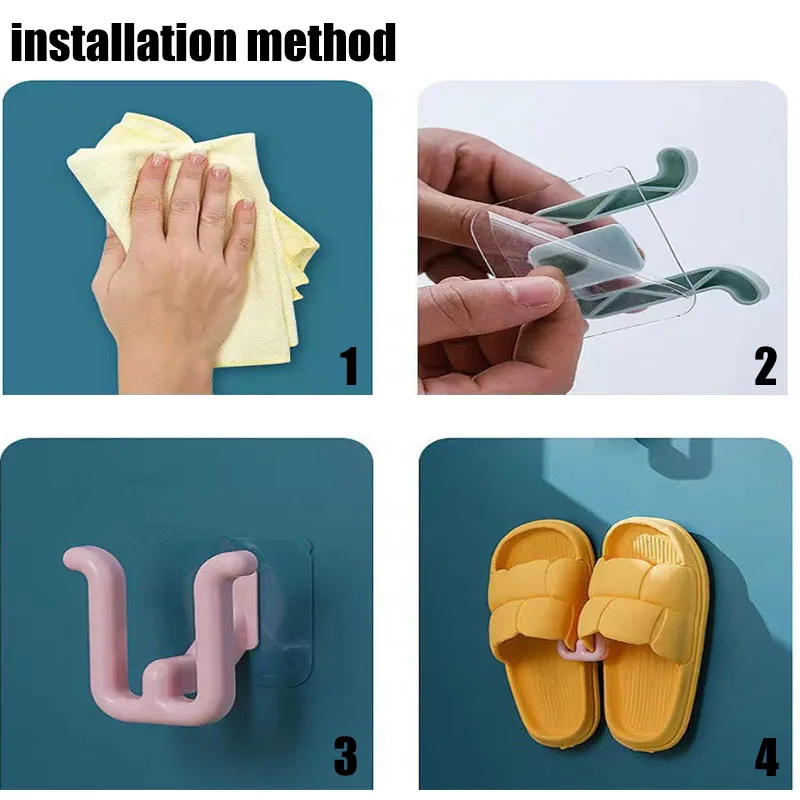 Slippers Rack  Bathroom Simple Slipper Hook Toilet Drainage Rack Wall Mounted Bedroom Neat Storage Shoe Drying Rack 6
