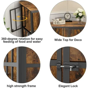 Dog Kennel Corner Wooden End Table With Bowl House for Dogs Pet 53 Inch Furniture Dog Crate Products Home Garden Freight free 3