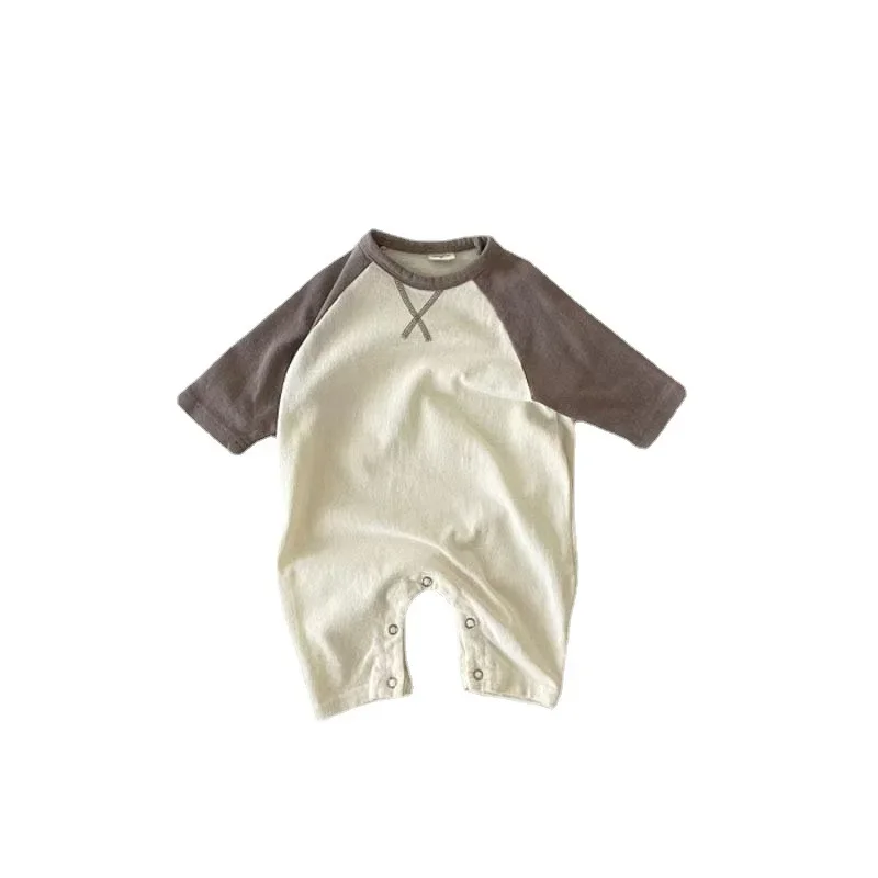 Stylish Cotton Baby Outerwear Long Sleeve Color Block Rompers for Newborn Boys Girls Comfortable Spring Autumn Style baby clothes