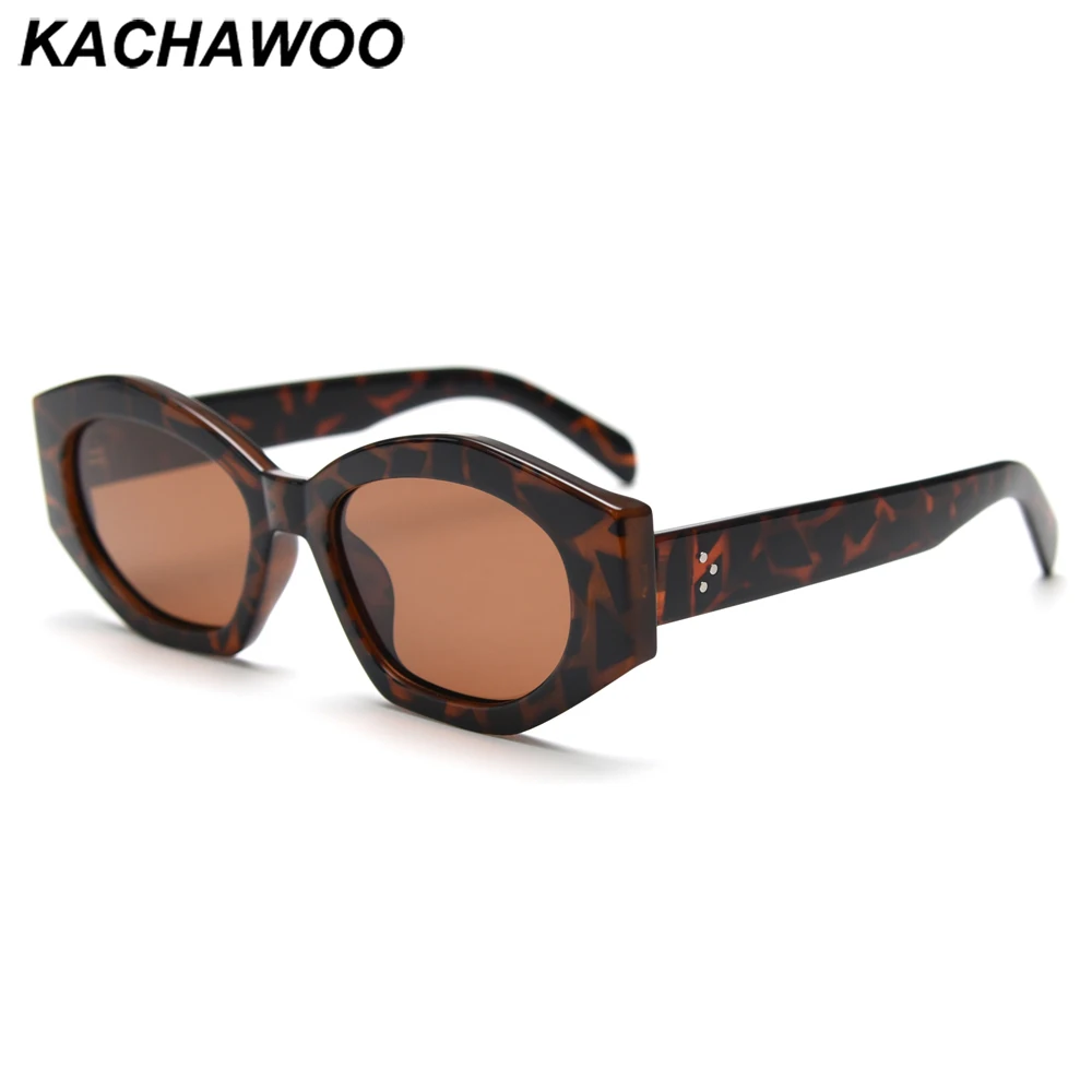 

Kachawoo leopard cat eye sunglasses polarized thick frame fashion sun glasses polygon women men trend outdoor European style