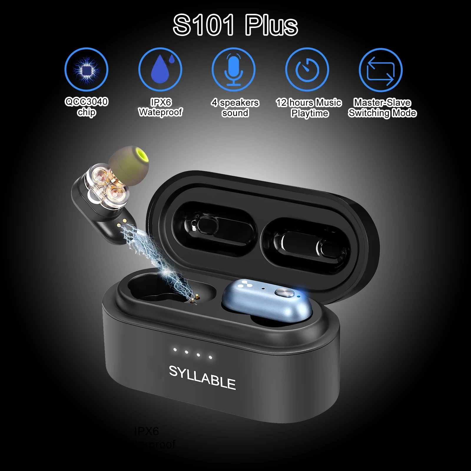 Original SYLLABLE S101 Plus TWS ของ QCC3040ชิป SYLLABLE หูฟัง12ชั่วโมง