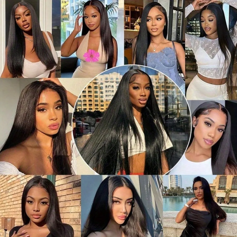 13x4 13x6 Lace Front Straight Wigs Human Hair Glueless Pre Plucked Bleached Knots 200% Density Ready To Go Glueless Wigs 30 Inch