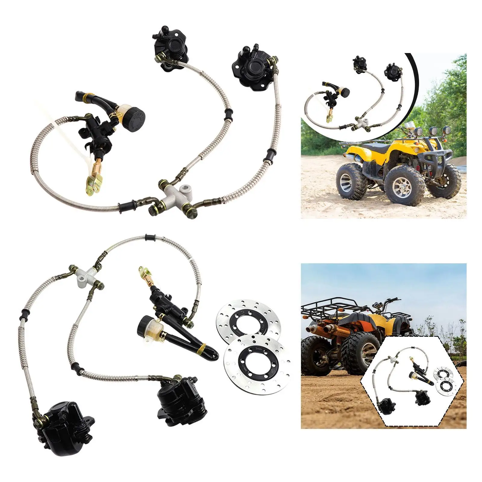 고카트 유압식 리어 트윈 풋 브레이크 캘리퍼 어셈블리 메탈 키트 (ATV 125cc 150cc 200cc 250cc 비치 버기 개조용)