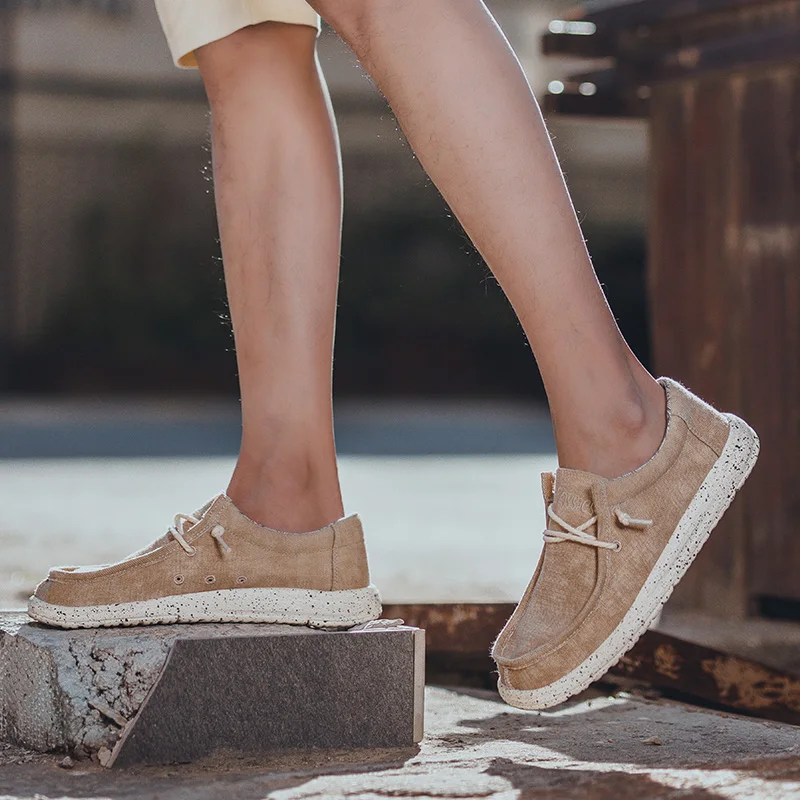 New Summer Men's Canvas Shoes Comfortable Soft Men's Shoes Breathable Men Vulcanized Shoes Slip Wear Men's Casual Flat Shoes 4