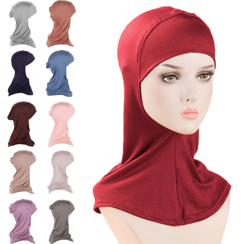

Soft Modal Cotton Jersey Inner Cap Muslim Headscarf Hijab Underscarf Ninja Hats Full Neck Cover Bonnet Turban for Women Headwear