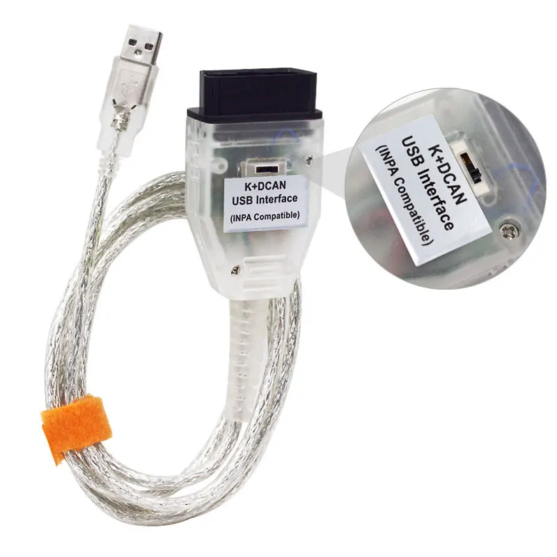 BMW INPA Ediabas K + DCAN 스캐너용 OBD2 인터페이스 USB 케이블, 휴대용 드라이버 프로그램, 자동차 커넥터 코드 진단 도구, FT232RL