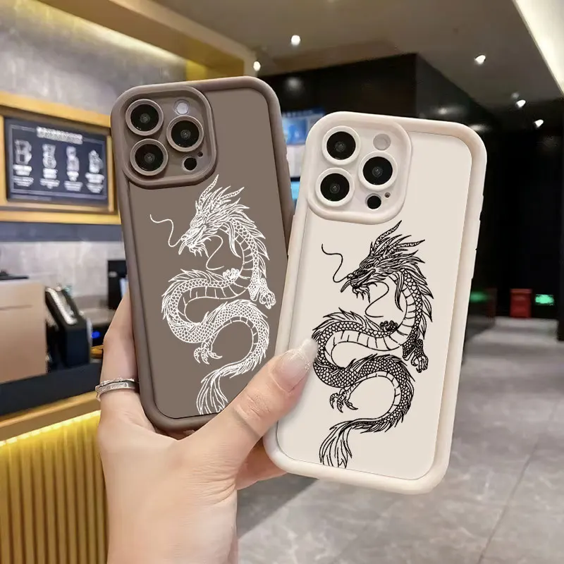Luxury Dragon Matte Silicone Shockproof Phone Case