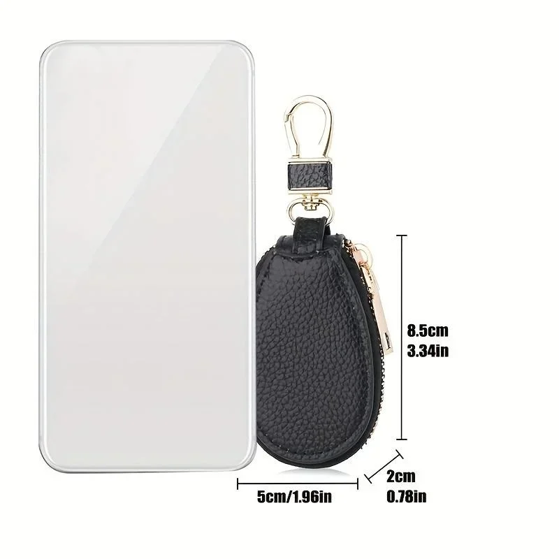 Unisex Key Holder Bag Faux Leather Car Key Case Hanging Buckle Keyring Chain Portable Remote Fob Holder Zipper Bag key case,key case cover