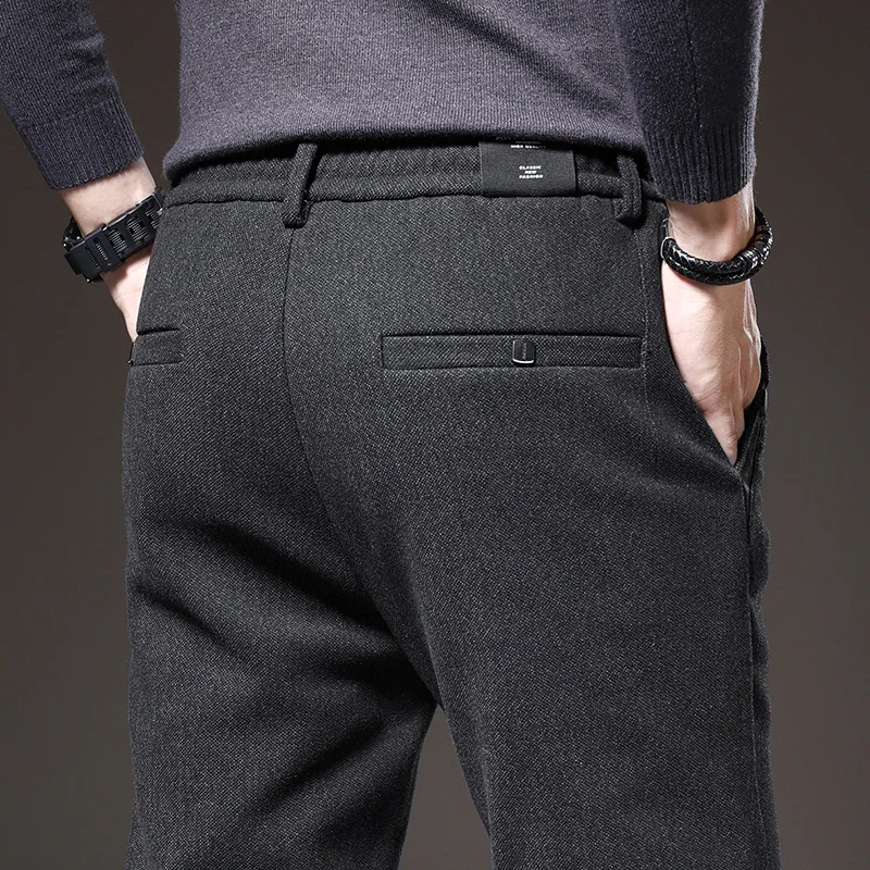 2024 Men's Slim Casual Cotton Trousers - Spring & Autumn Fashion in Black, Grey, and Blue