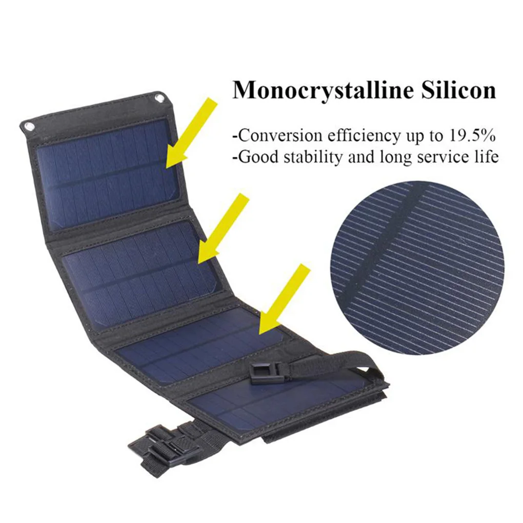 USB Solar Panels 20W 5V IP65 Waterproof Foldable Phone Charger Camping Hiking Backpacking Cells Charging Plate