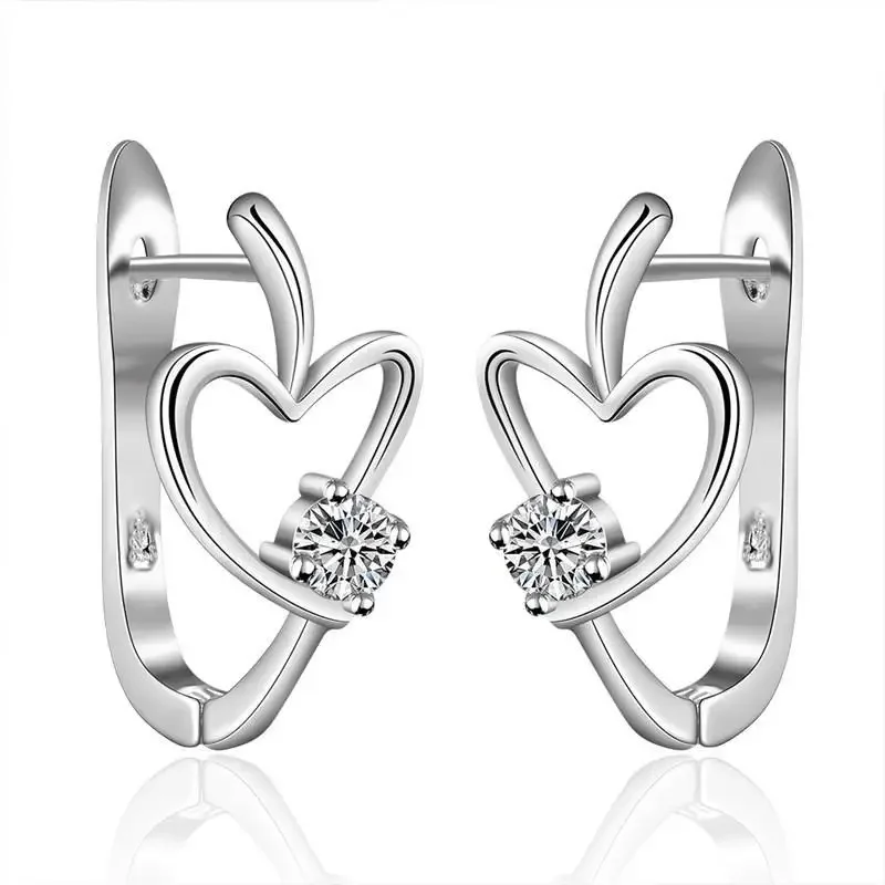 Boucles d'oreilles fines en argent regardé 925 pour femmes, boucles d'oreilles en cristal brillant, mode, mignon, joli, noble, luxe, élégant