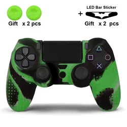 Silicone Protective Cover Skin for PS4 Game Controller with Thumb Grip Accessories (CGreen)