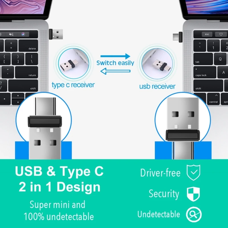 Mouse Jigglers Undetectable USB USB C Mouse Mover for Computer Automatic Mini Shaker Movement Simulators