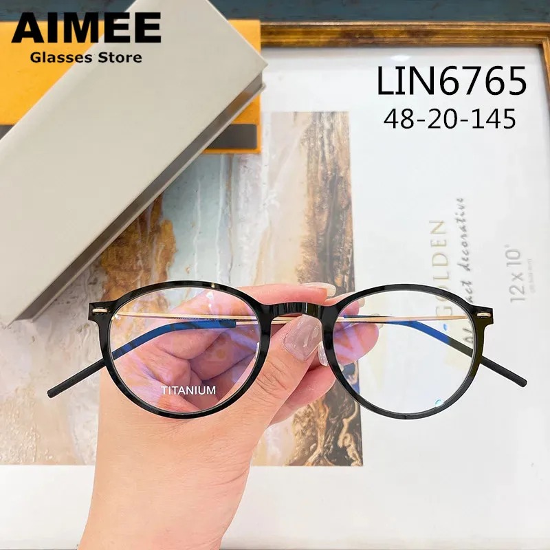 

Denmark Brand Titanium Ultralight Glasses Frame Men Women Round Optical Prescription Eyeglasses Myopia Blue Ligh Gafas 6765 New