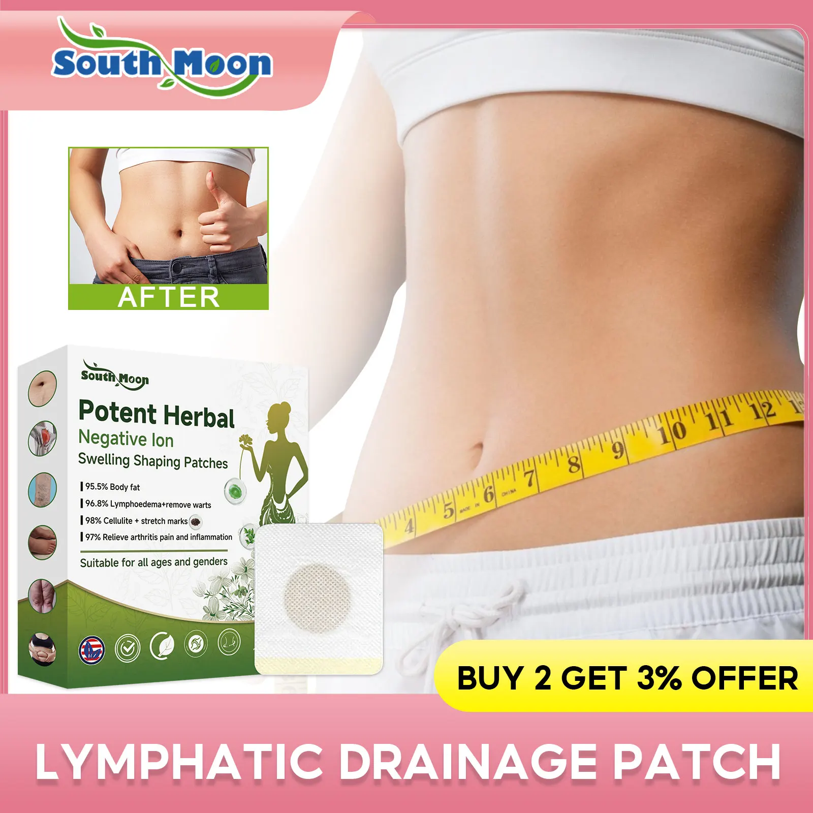 Herbal Body Detox Patch Lymphatic Drainage Improve Edema Relieve Joint Pain Reduce Fat Accumulation Belly Fat Burning Stickers