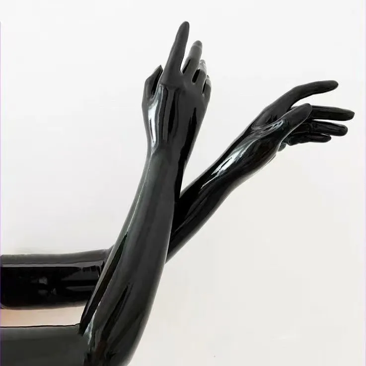 Cosplay Gloves Latex Gloves 1 pairs Long Malaysian latex kigurumi five finger sexy fit Zentai party outfit long gloves costume for men and women