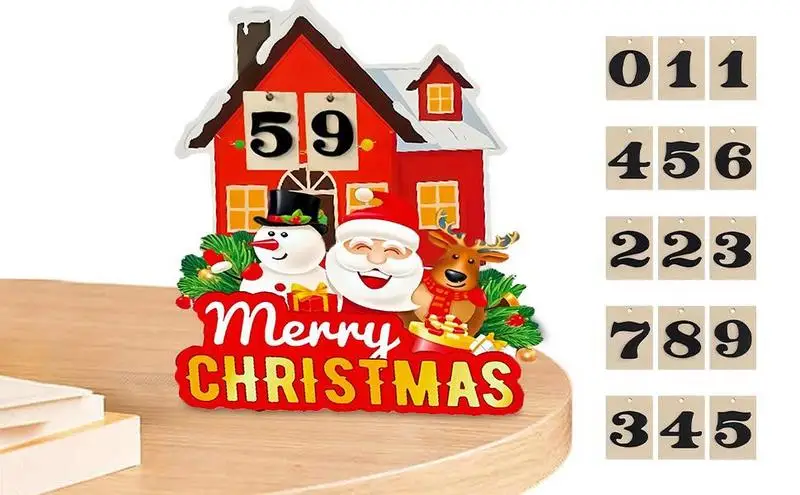 

Christmas Advent Calendar Wooden Santa Ornament Calendar Cheerful Countdown Calendar decorative Durable For Family Kids Friends
