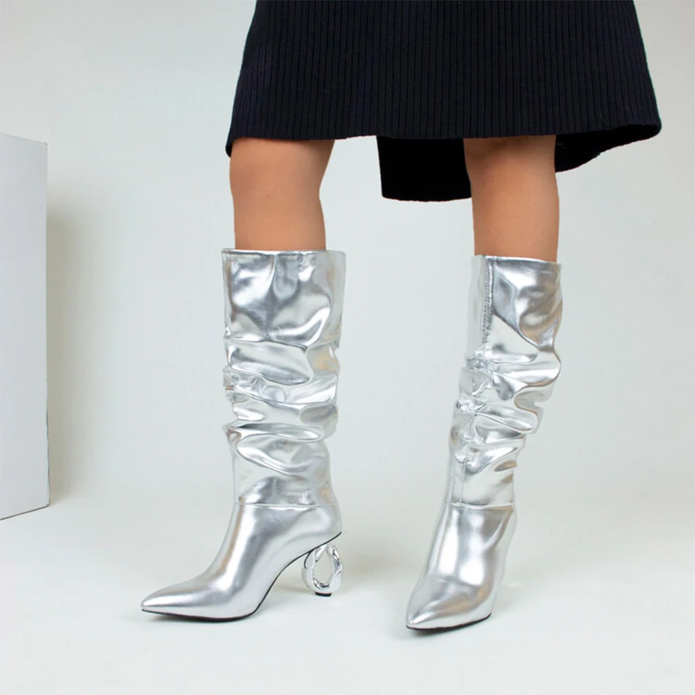 

Модные женские высокие ботинки, привлекательное искусственное платье, модные туфли с острым носком, Симпатичные Роскошные модные стильные высокие ботинки на платформе