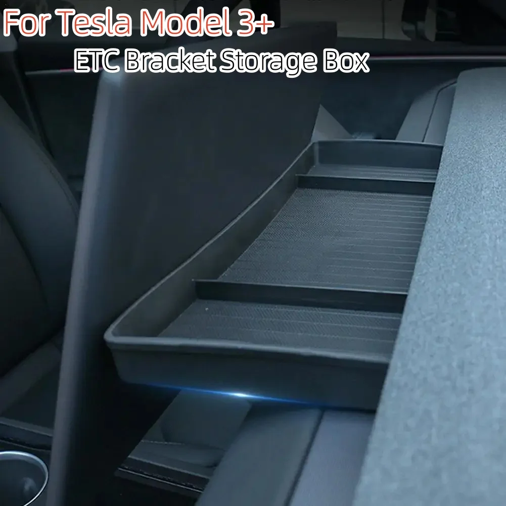 For Tesla New Model 3 Highland 2024 TPE Instrument Panel Storage Tray Tissue Box ETC Bracket Tray Screen Rear Storage Box