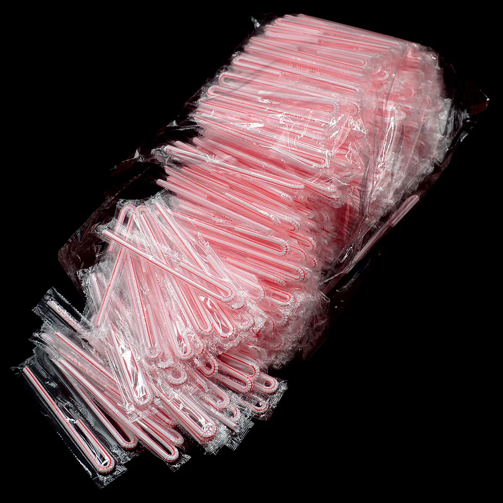 50-500pcs Cusp Straw Chain Package Curved Wrapped Drinking 3.6*150mm PP Thin Straws Milk Tea Drinks Small Straws Smoothies Party