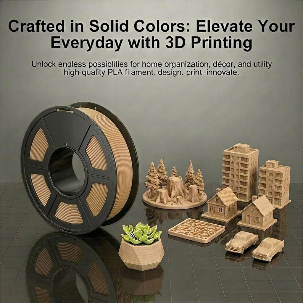 목재 기반 PLA 필라멘트, 1.75mm; 최소 30%의 실제 목재를 함유한 목재 기반 3D 프린터 필라멘트; 부드럽고 매끄러운 질감과 하이테크 특징