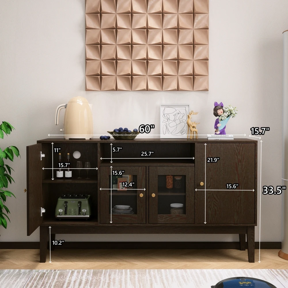 Sideboard Buffet Console Table with Adjustable Shelves - Media Cabinet 5
