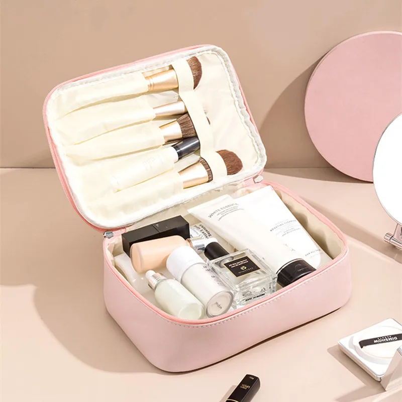 

Вместительная дорожная косметичка, портативная кожаная косметичка, Женская водонепроницаемая косметичка для ванной, многофункциональный набор туалетных принадлежностей