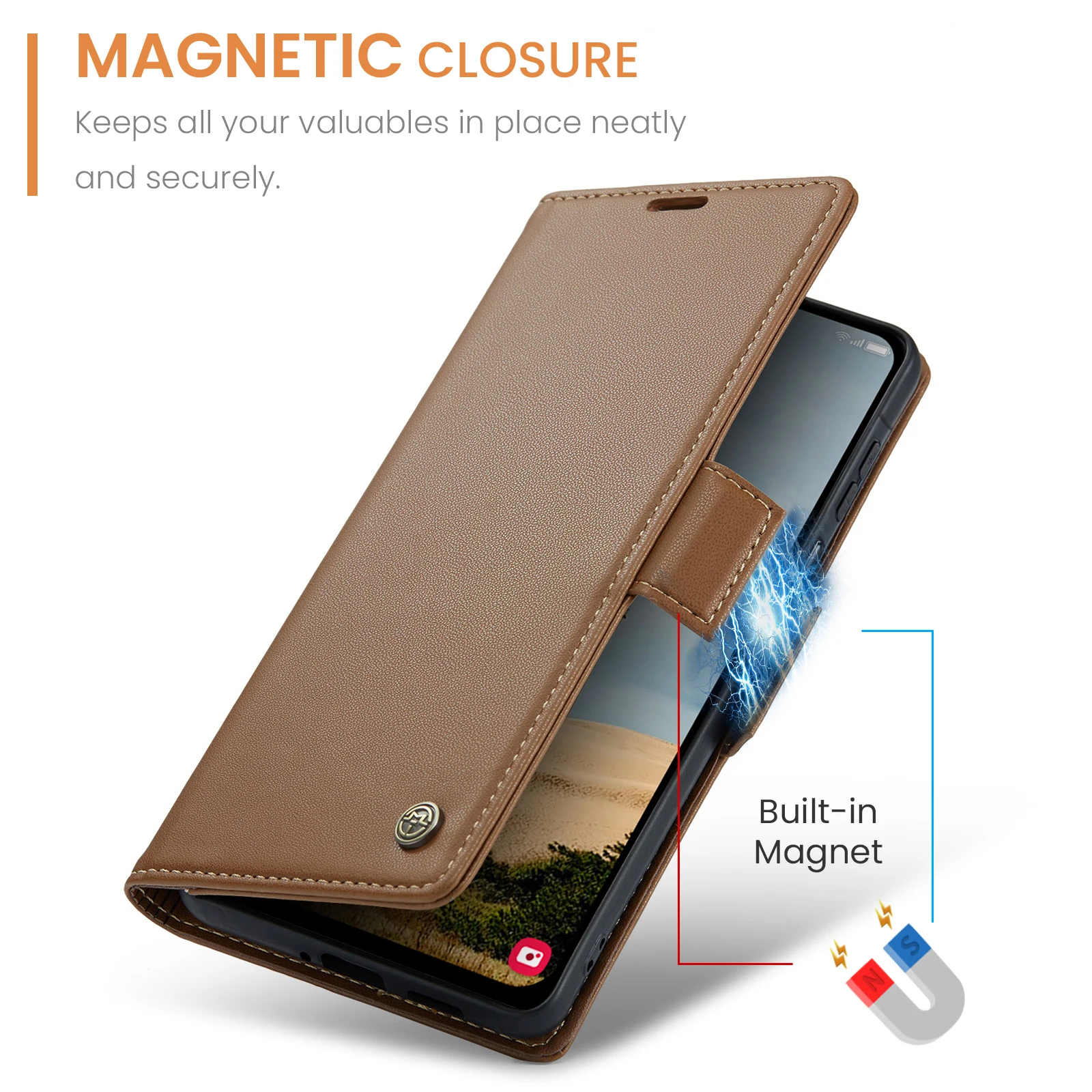 Deluxe PU Leather Wallet Flip Case with Card Slots and Stand Feature